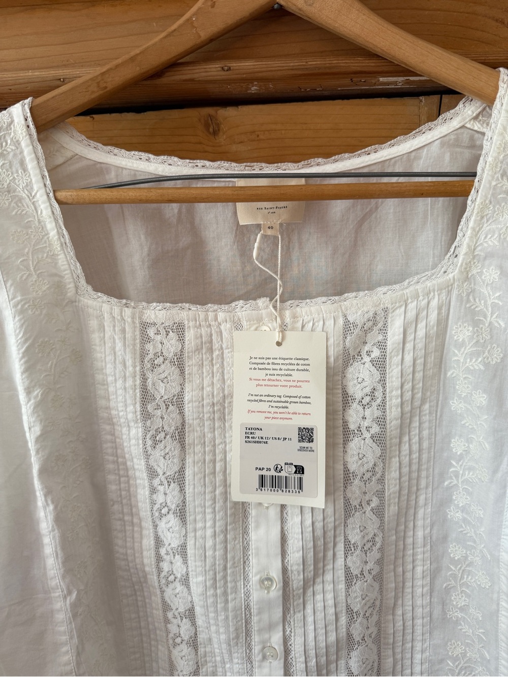 Sezane White Square-Neck Tayona Blouse (sold out!) - Picture 2 of 3